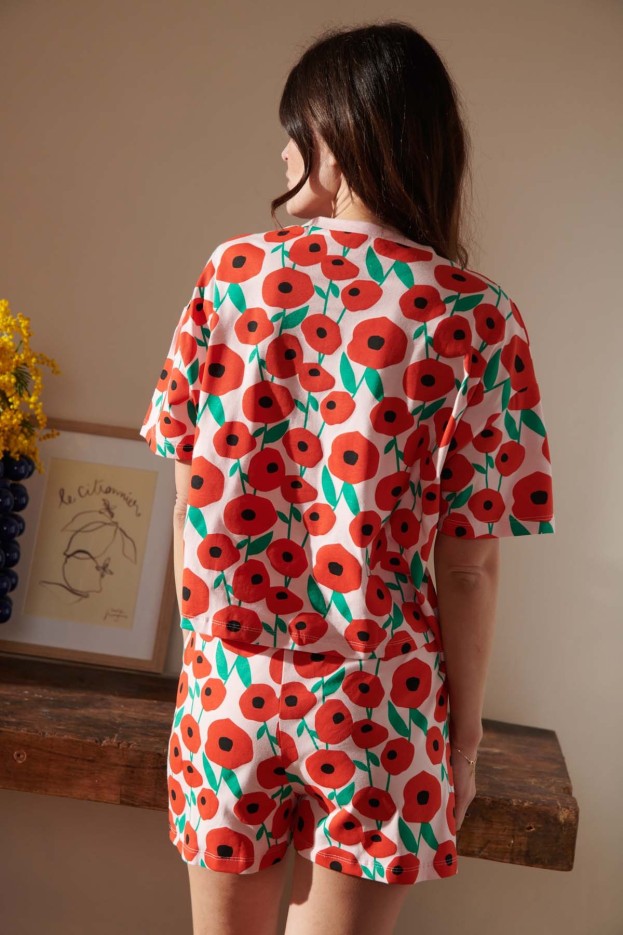 Pyjama Coton Imprimé Coquelicot