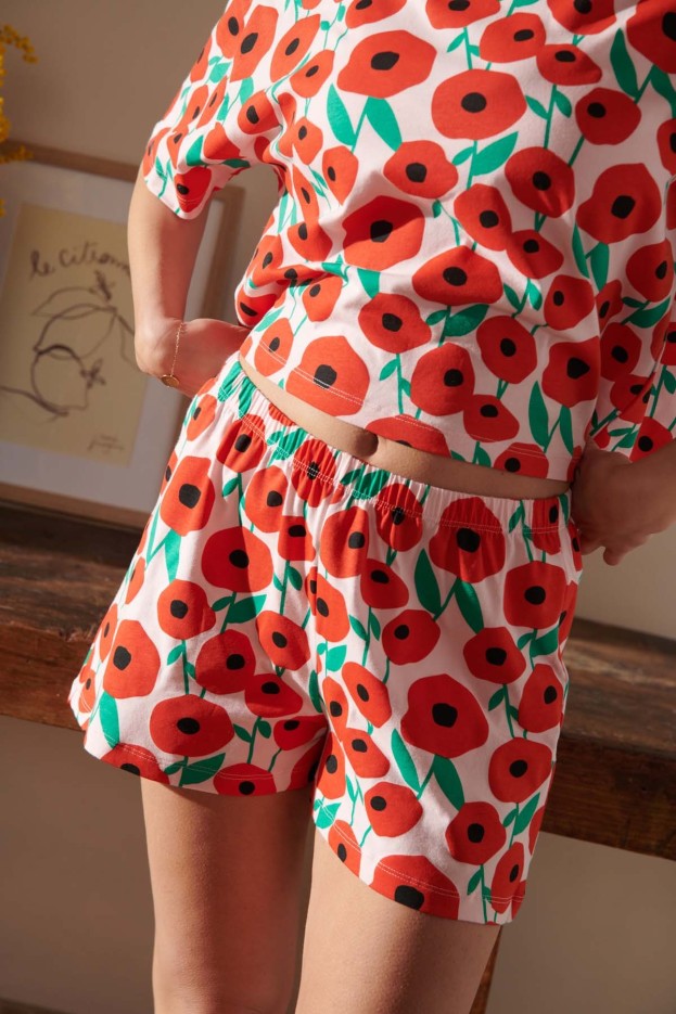 Pyjama Coton Imprimé Coquelicot
