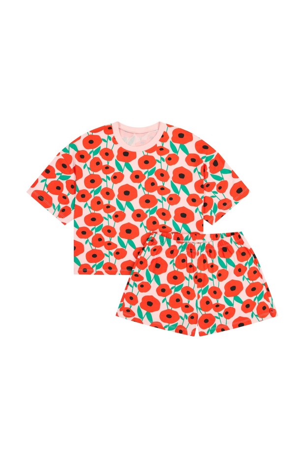 Pyjama Coton Imprimé Coquelicot