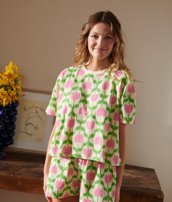 Pyjama Coton Gaufré Imprimé...