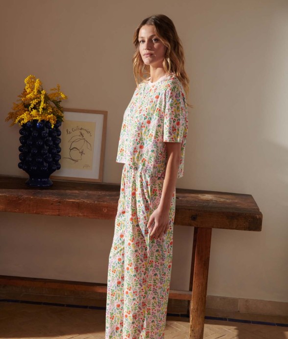 Pyjama Long Coton Pampa Rose