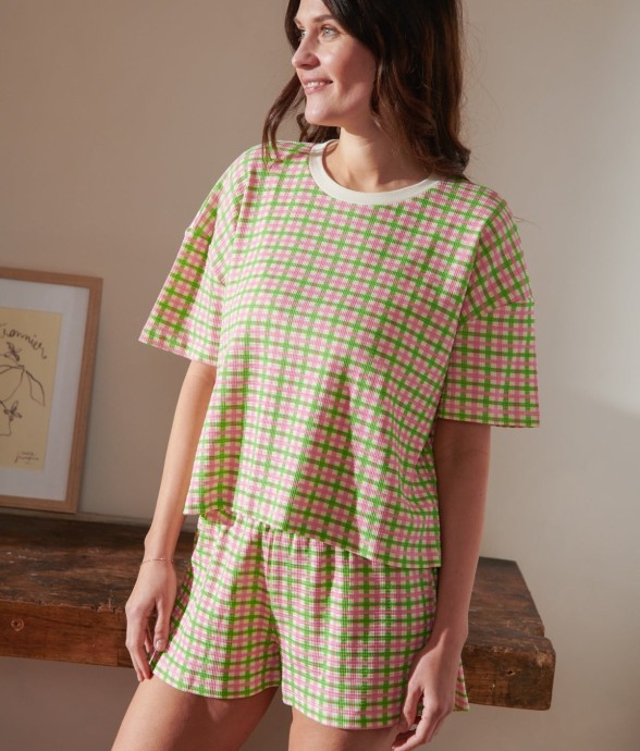 Pyjama Coton Gaufré Imprimé...