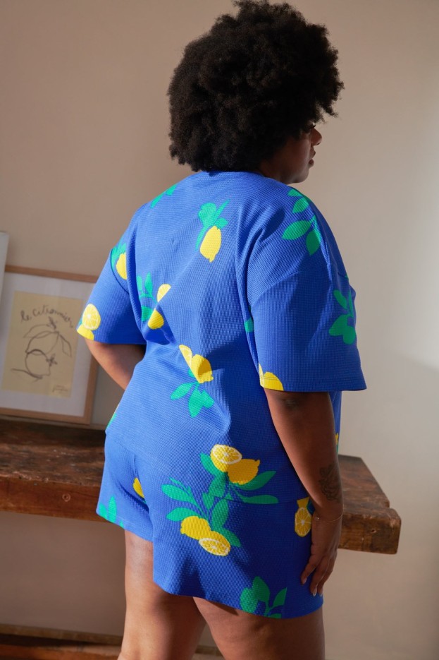 Pyjama Coton Gaufré Imprimé Citrons