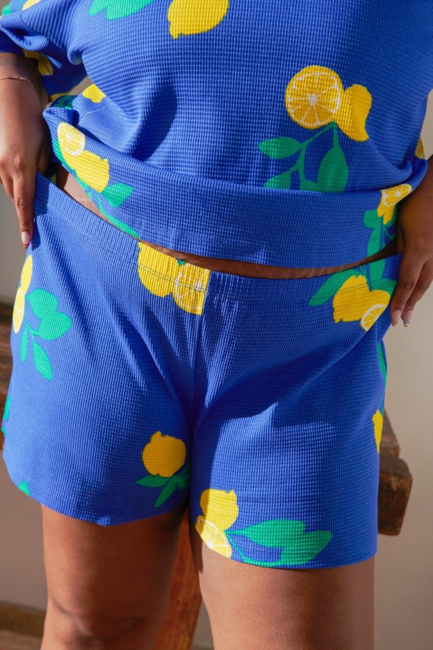 Pyjama Coton Gaufré Imprimé Citrons