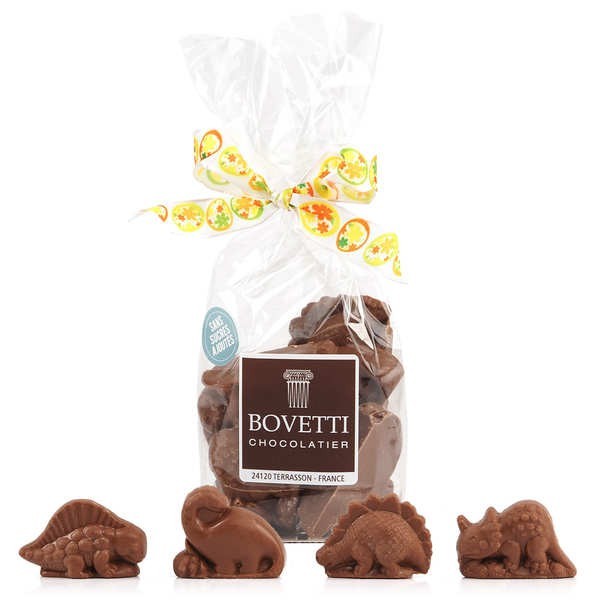 Assortiment de dinosaures en chocolat au lait - Sans sucres ajoutés - Sachet de 100g