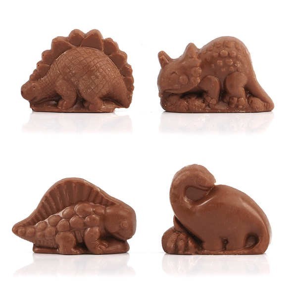 Assortiment de dinosaures en chocolat au lait - Sans sucres ajoutés - Sachet de 100g