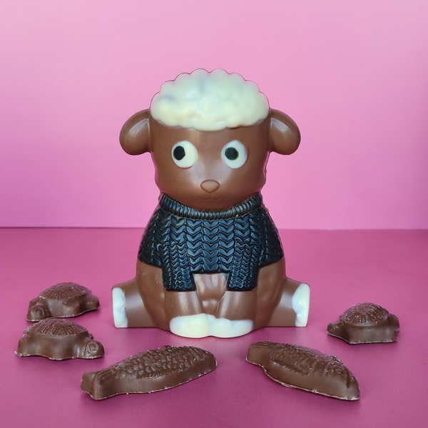 Agneau et fritures de Pâques en chocolat au lait - Le sachet de 100g
