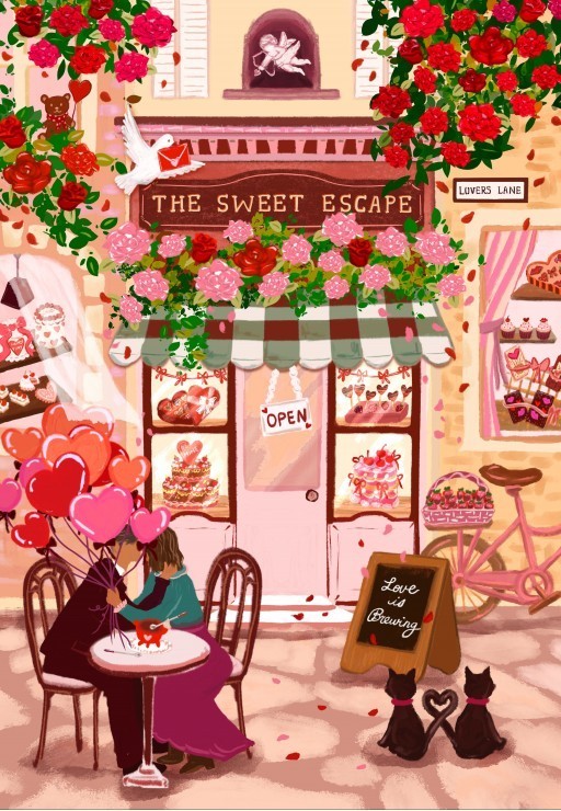 Puzzle L'Echappée Belle - Café de la Saint-Valentin - 1000 pièces