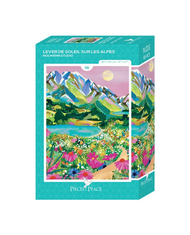 Puzzle Mini Puzzle - Lever de Soleil sur les Alpes - 96 pièces