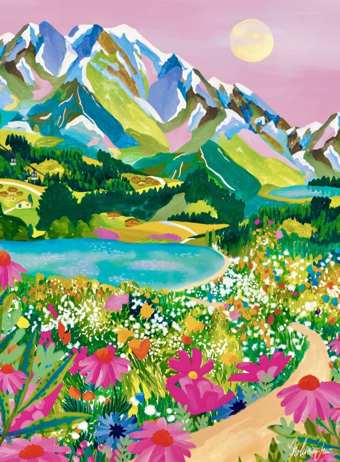 Puzzle Mini Puzzle - Lever de Soleil sur les Alpes - 96 pièces