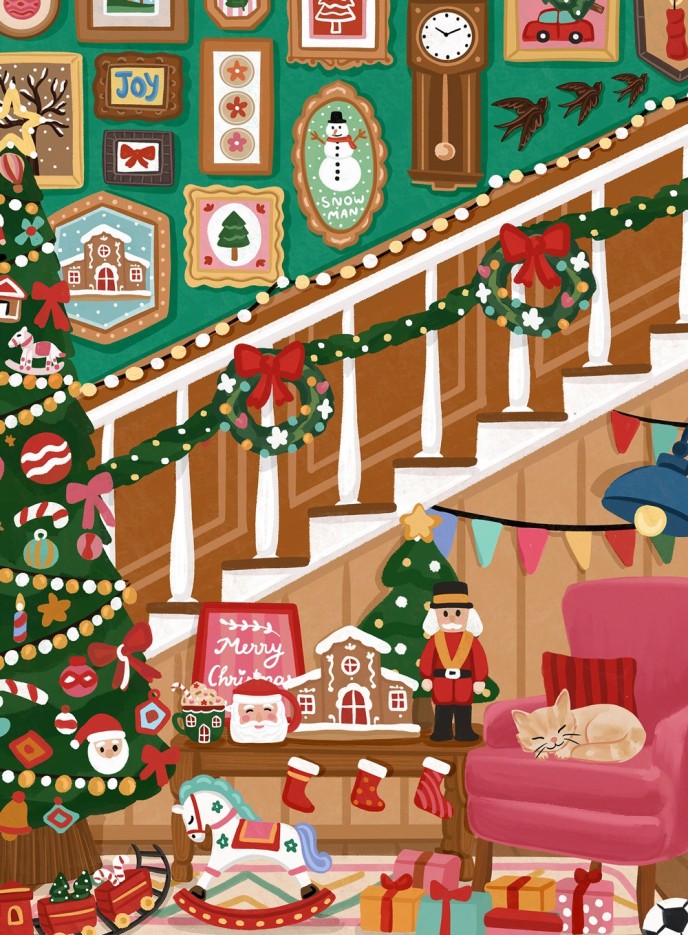 Puzzle Mini Puzzle - Escalier de Noël - 96 pièces