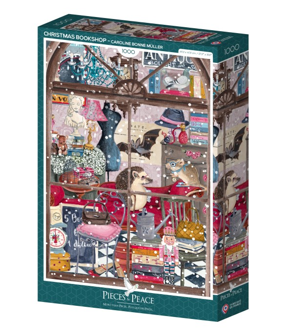 Puzzle Librairie de Noël -...