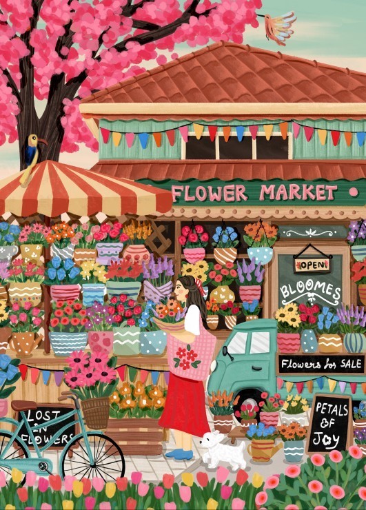 Puzzle Marché aux Fleurs - 1500 pièces