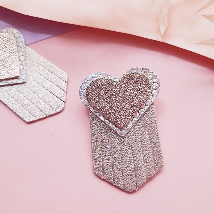 Broche en cuir coeur EX-VOTO Glacial