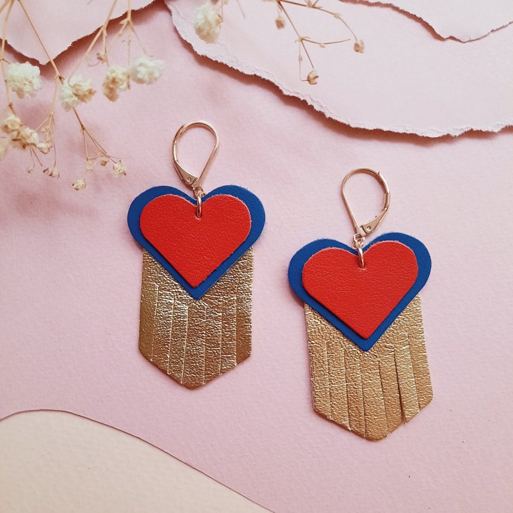 Boucles d'oreilles Cœur EX-VOTO Rouge