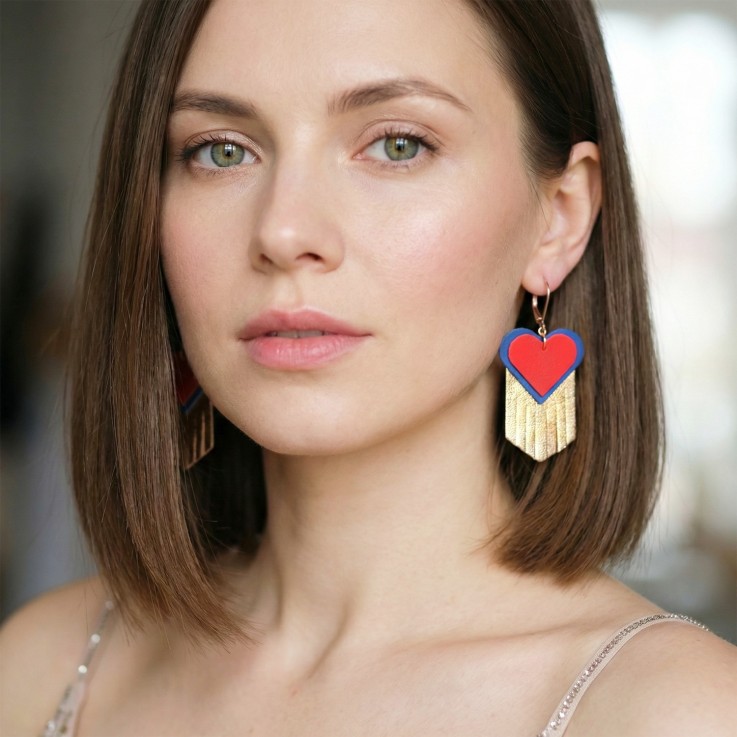 Boucles d'oreilles Cœur EX-VOTO Rouge