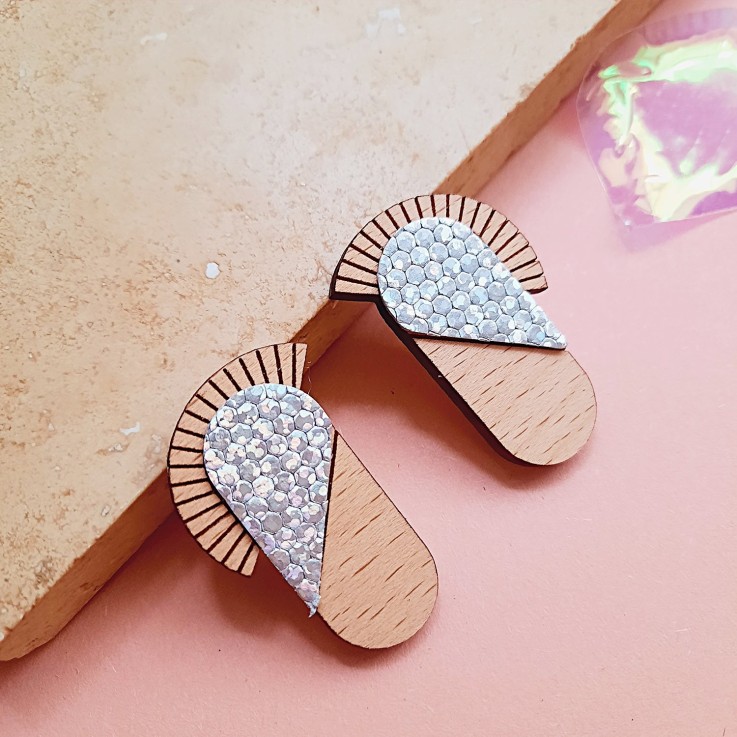 Boucles d’oreilles en bois MAYA Glacial