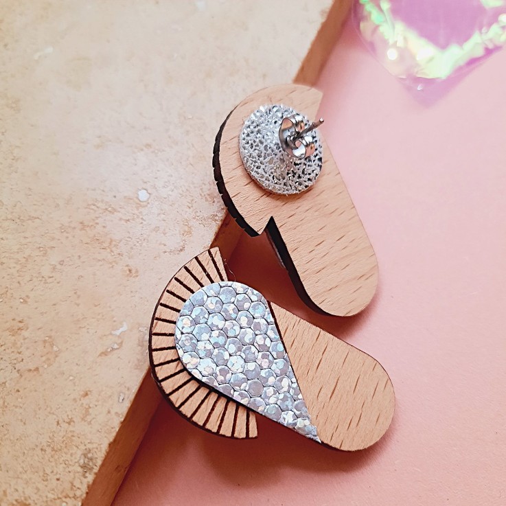 Boucles d’oreilles en bois MAYA Glacial