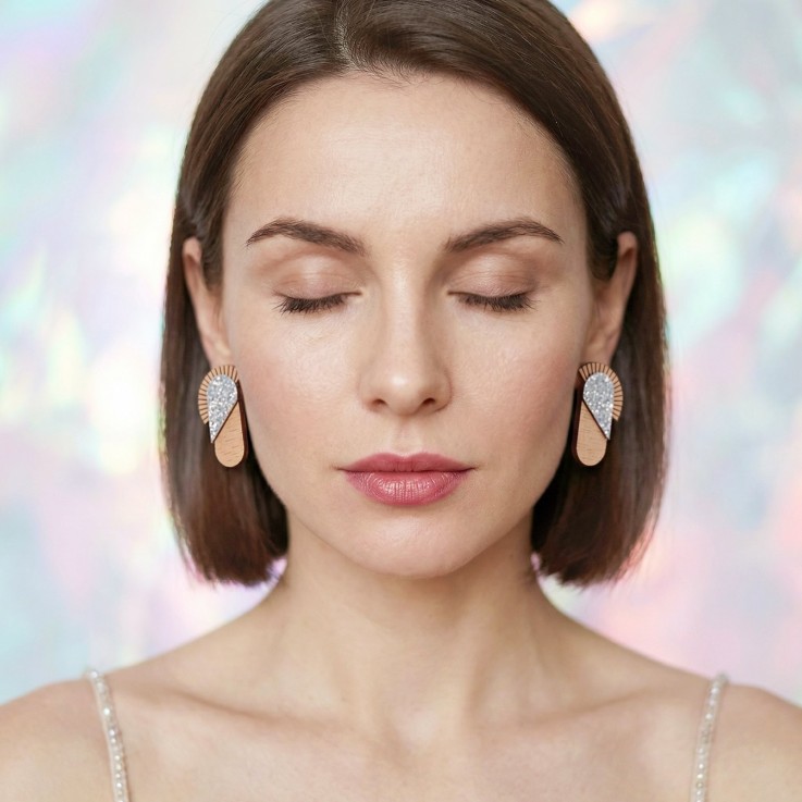 Boucles d’oreilles en bois MAYA Glacial