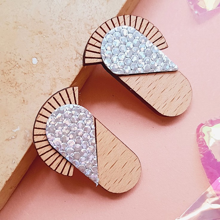 Boucles d’oreilles en bois MAYA Glacial