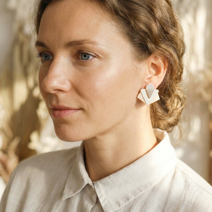 Boucles d’oreilles graphiques ART DÉCO Ivoire