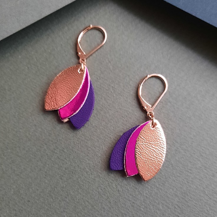 Boucles d’oreilles courtes CHOUCHOU Fuchsia