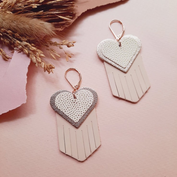 Boucles d'oreilles Cœur EX-VOTO Ivoire