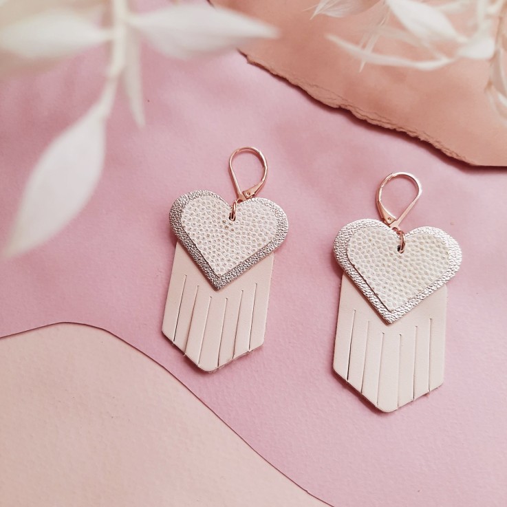 Boucles d'oreilles Cœur EX-VOTO Ivoire