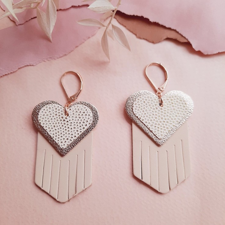 Boucles d'oreilles Cœur EX-VOTO Ivoire