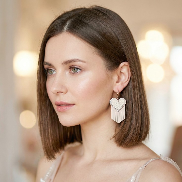 Boucles d'oreilles Cœur EX-VOTO Ivoire