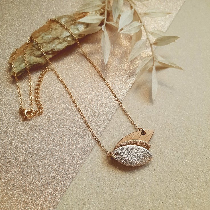 Collier CHOUCHOU Glacé en bois et cuir