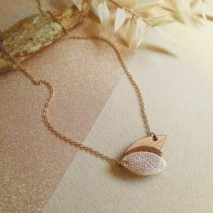 Collier CHOUCHOU Glacé en bois et cuir
