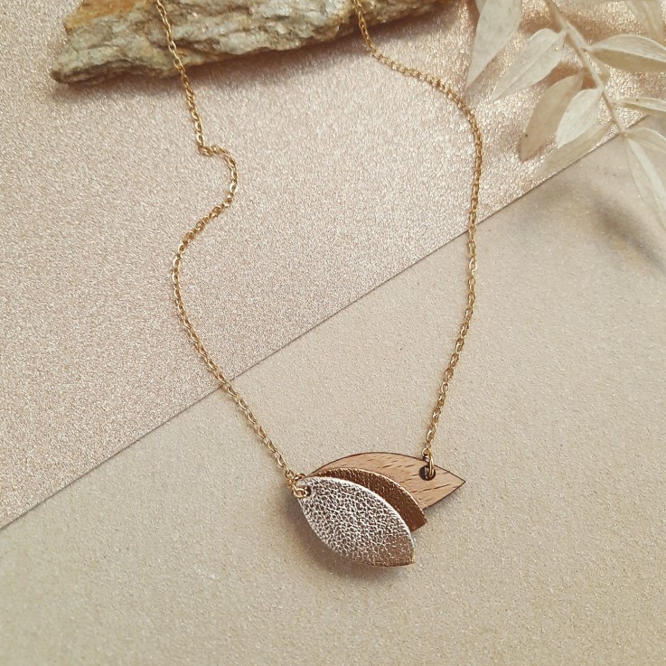Collier CHOUCHOU Glacé en bois et cuir