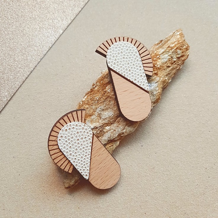 Boucles d'oreilles graphiques MAYA ivoire