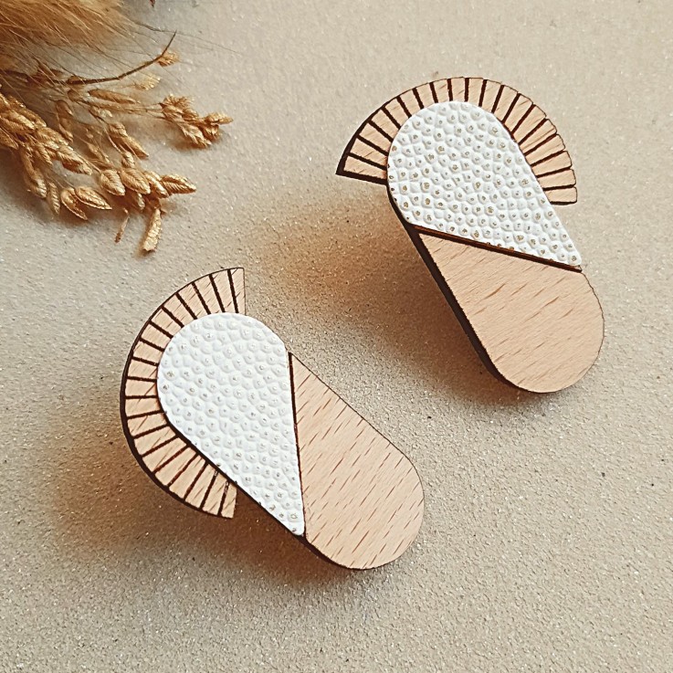 Boucles d'oreilles graphiques MAYA ivoire