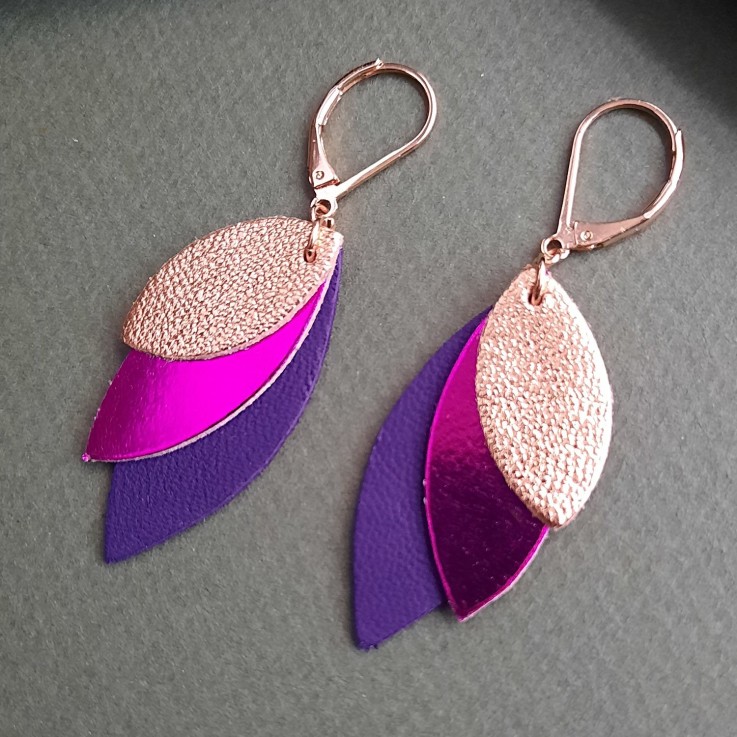 Boucles d’oreilles pendantes MINI CÉLESTE Fuchsia