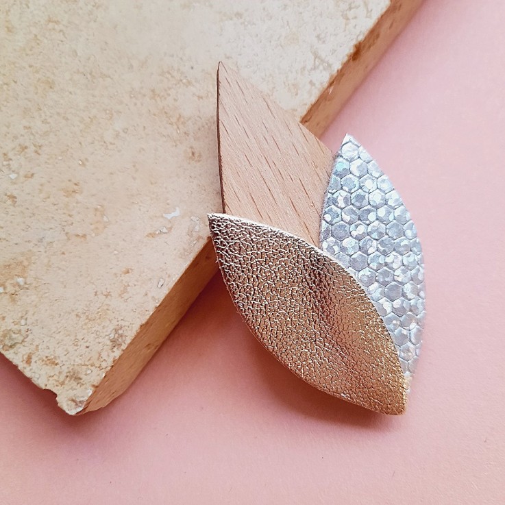 Broche en bois TULIPE Glacial