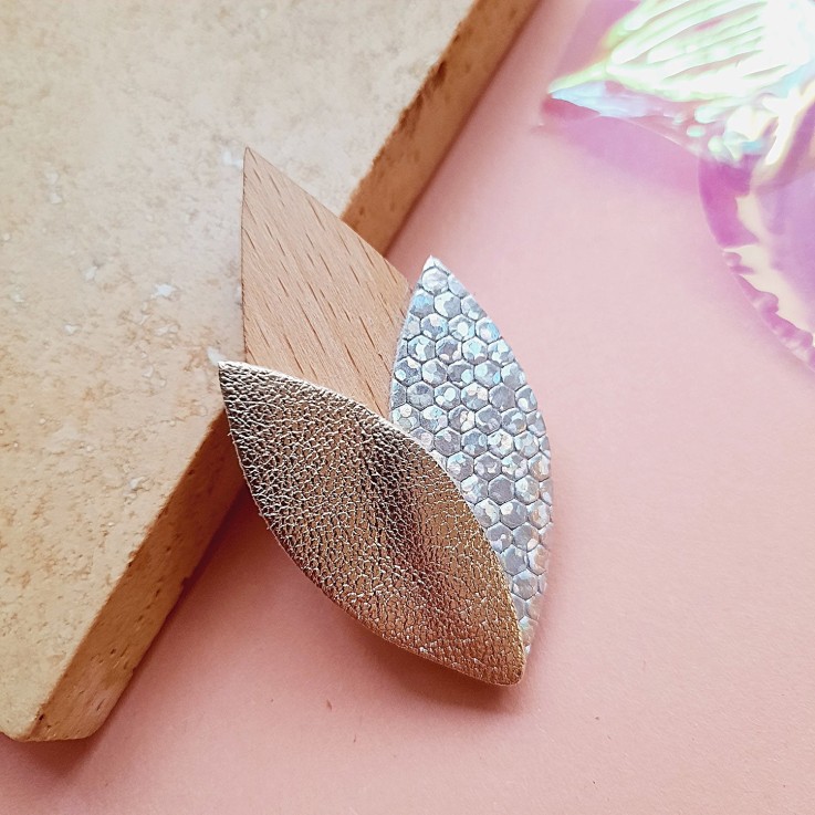 Broche en bois TULIPE Glacial