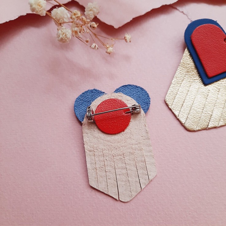 Broche en cuir coeur EX-VOTO Rouge