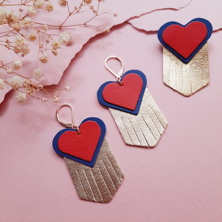 Broche en cuir coeur EX-VOTO Rouge