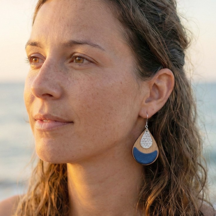 Boucles d'oreilles pendantes ARTY Bleu Klein