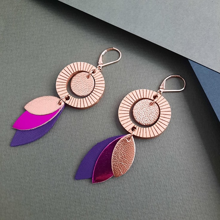 Boucles d’oreilles pendantes SOLARIS Fuchsia