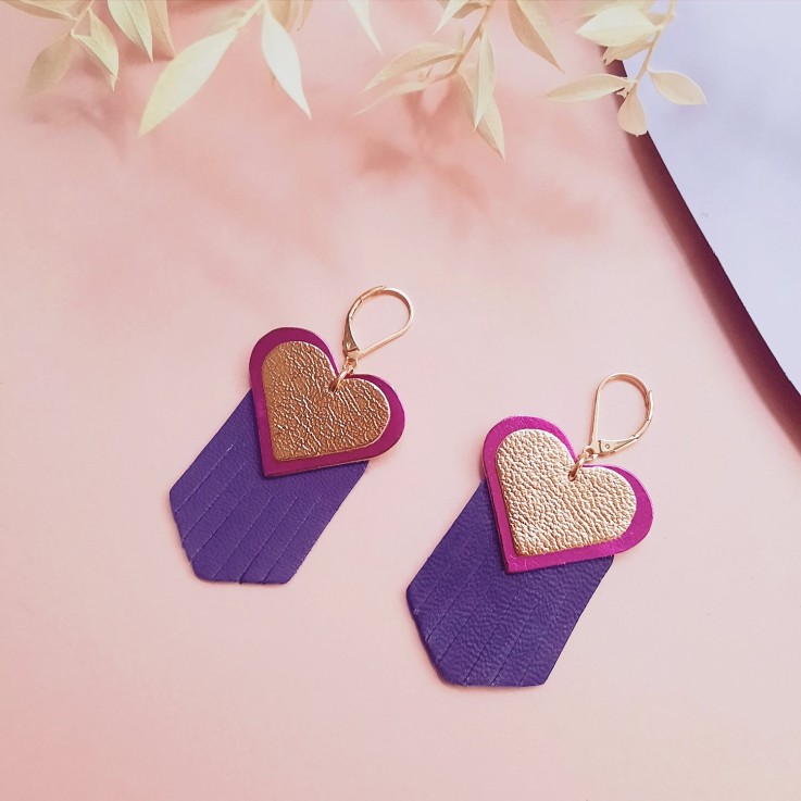 Boucles d'oreilles Cœur EX-VOTO Fuchsia