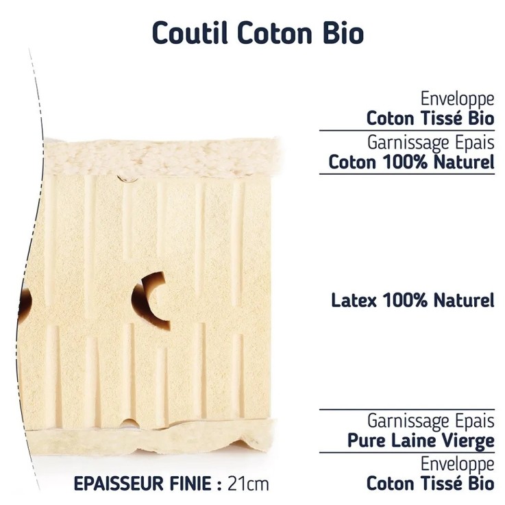 Matelas 100% latex naturel haut de gamme