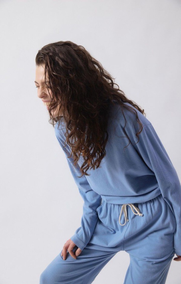 Tee Shirt Manches longues Ypawood Bleu Chiné