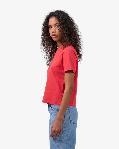 Crop Shirt Boxy Red Tangerine