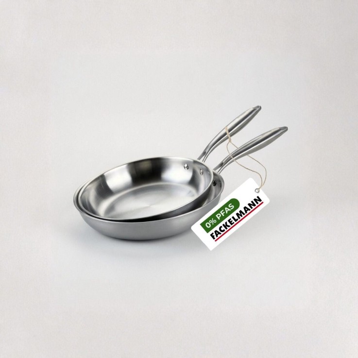 2 poêles 20 cm et 24 cm inox 18/10 Triply Fackelmann Vita3