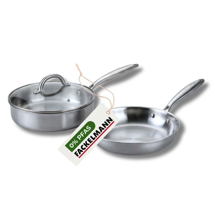 Poêle 24 cm et Sauteuse 24 cm inox 18/10 Triply Fackelmann Vita3