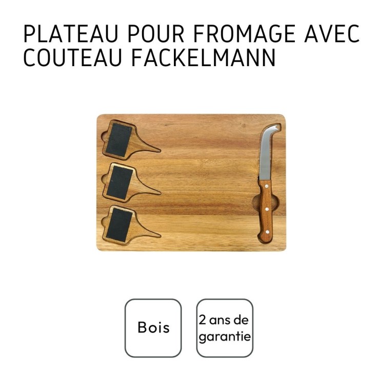Plateau de fromages avec ardoises et couteau à fromage 32 x 23 cm Fackelmann