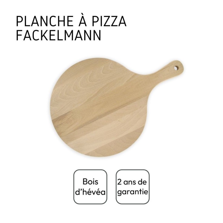 4 Planches à pizza et tarte flambée en bois 30 cm et Roulette à pizza en inox Fackelmann